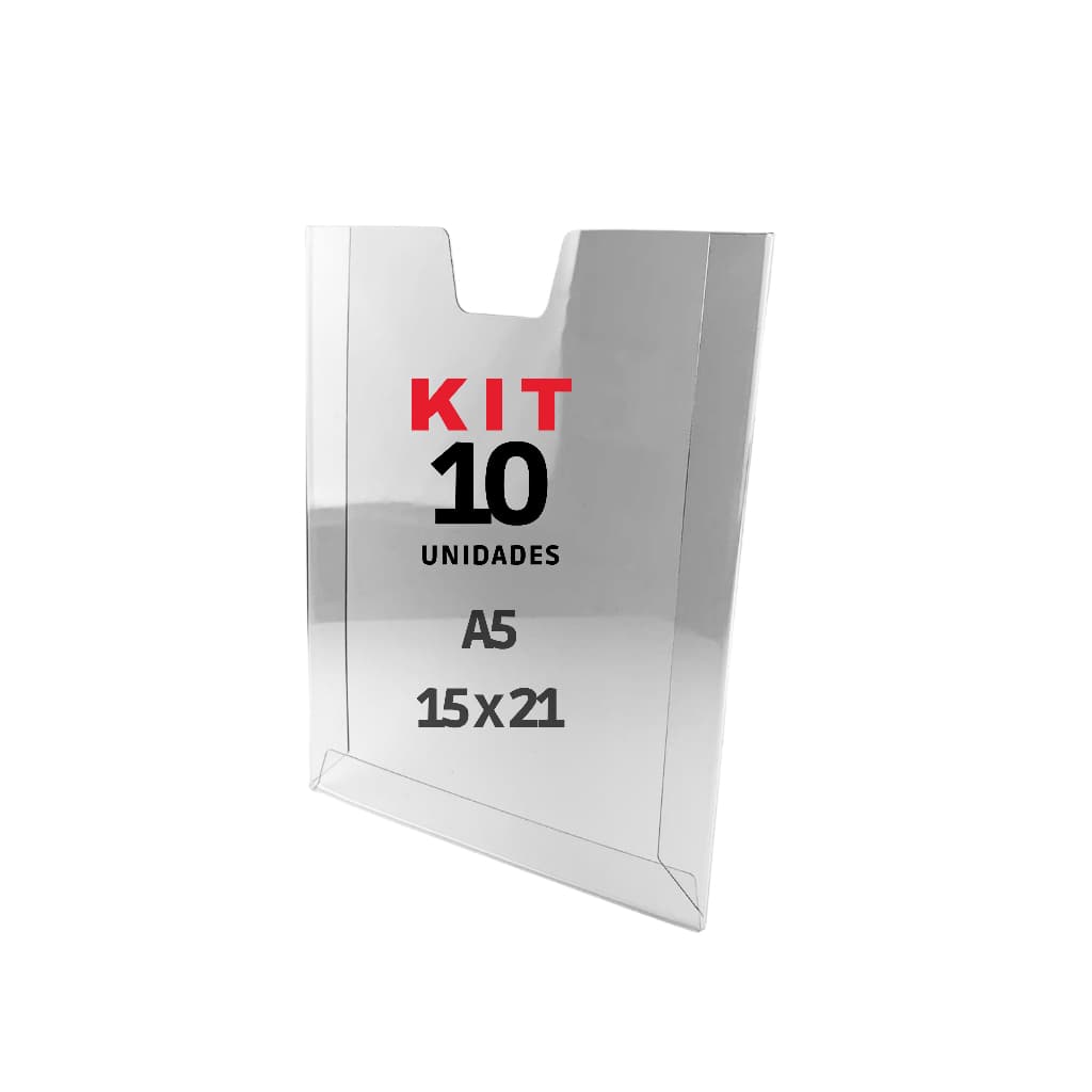 10 Display Parede Acrílico 15X21 A5 Parede Porta Quadro Aviso PETG Empresas RH Industrias Folders
