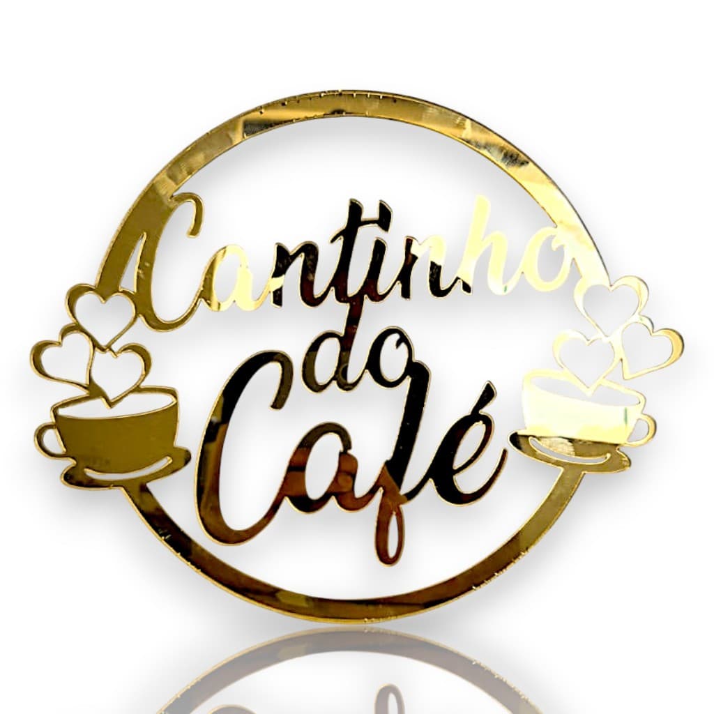 Cantinho do Café Coração Para Decoração Acrilico Espelhado