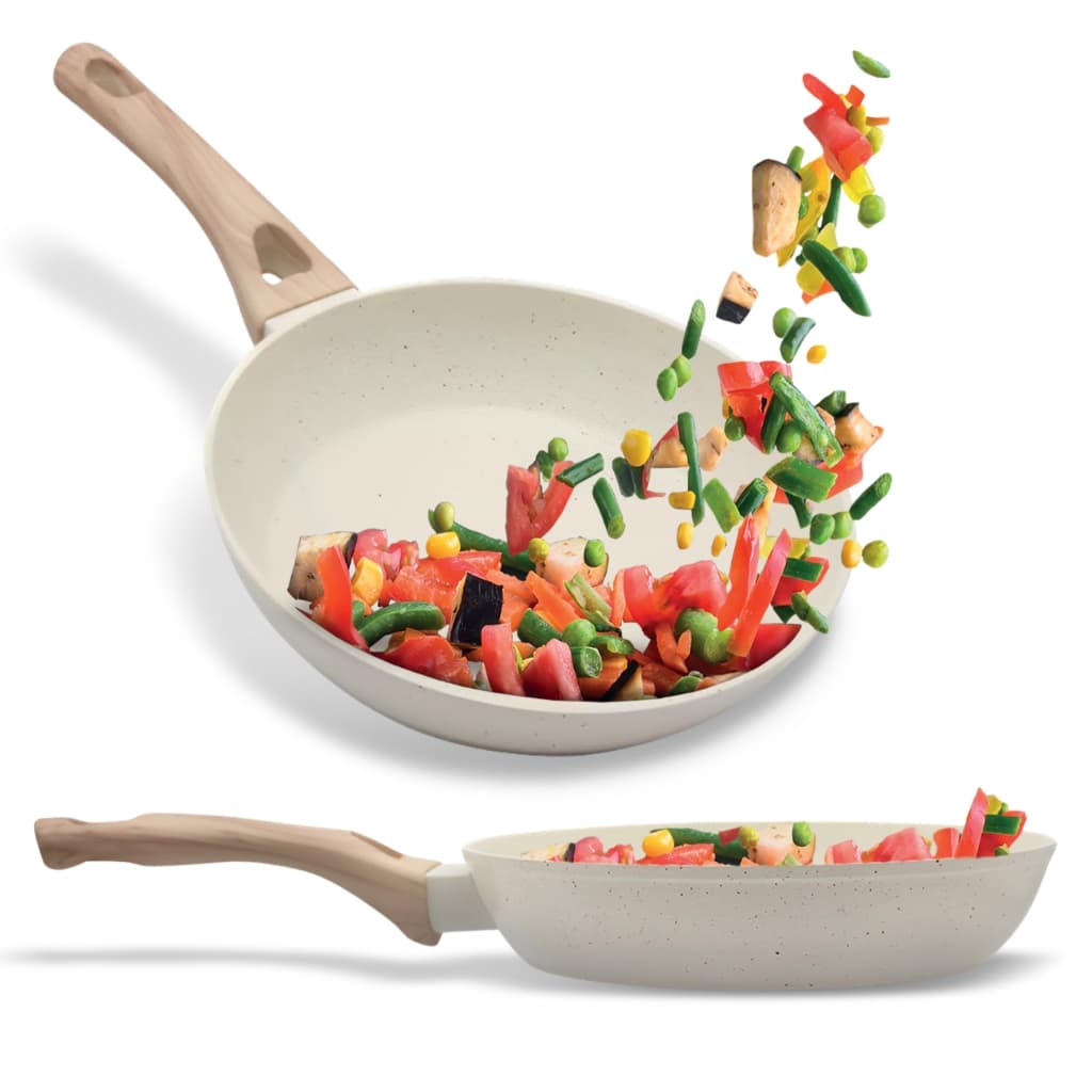 Frigideira Indução 25cm 1,7L Fundo Triplo Revestimento Antiaderente Creme