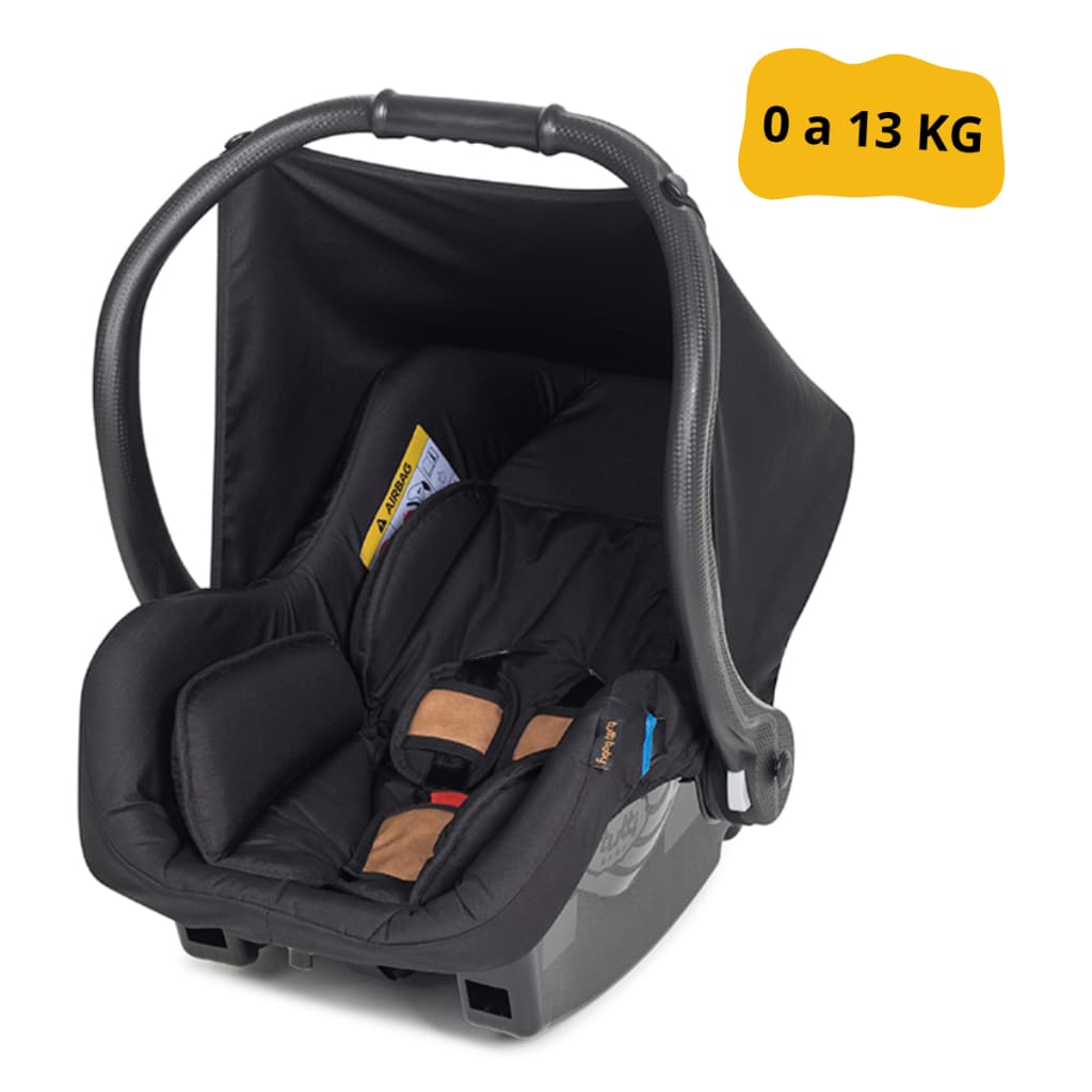 Bebê Conforto Bolt Tutti Baby Cadeirinha Para Carro Infantil 0 a 13 KG Cinto 3 Pontos Preto com Detalhes em Couro