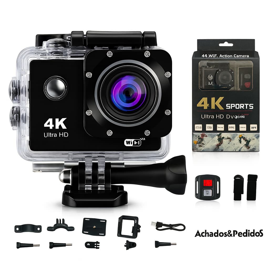 Câmera P/ Capacete Captura de ação 4K Ultra HD WiFi 30 metros à prova d'água com controle remoto