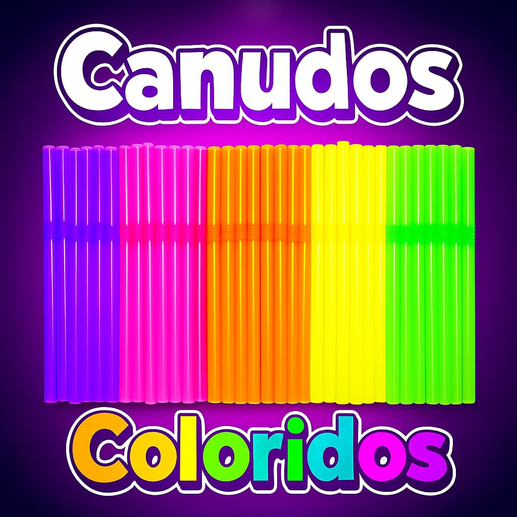150/100 Canudos Coloridos Biodegradáveis Para Festa Neon