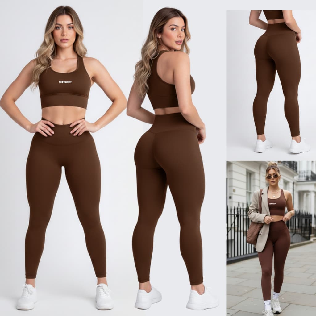 Conjunto Academia Top Fitness e Legging Cintura Alta Zero Transparência Suplex Strep Original