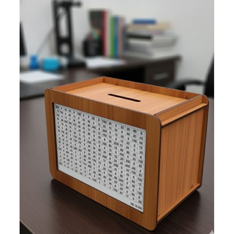 Cofre Desafio Japonês 365 Dias em MDF | Desafios de 1 Mil, 2 Mil e 10 Mil Reais | Cofrinho Econômico Criativo