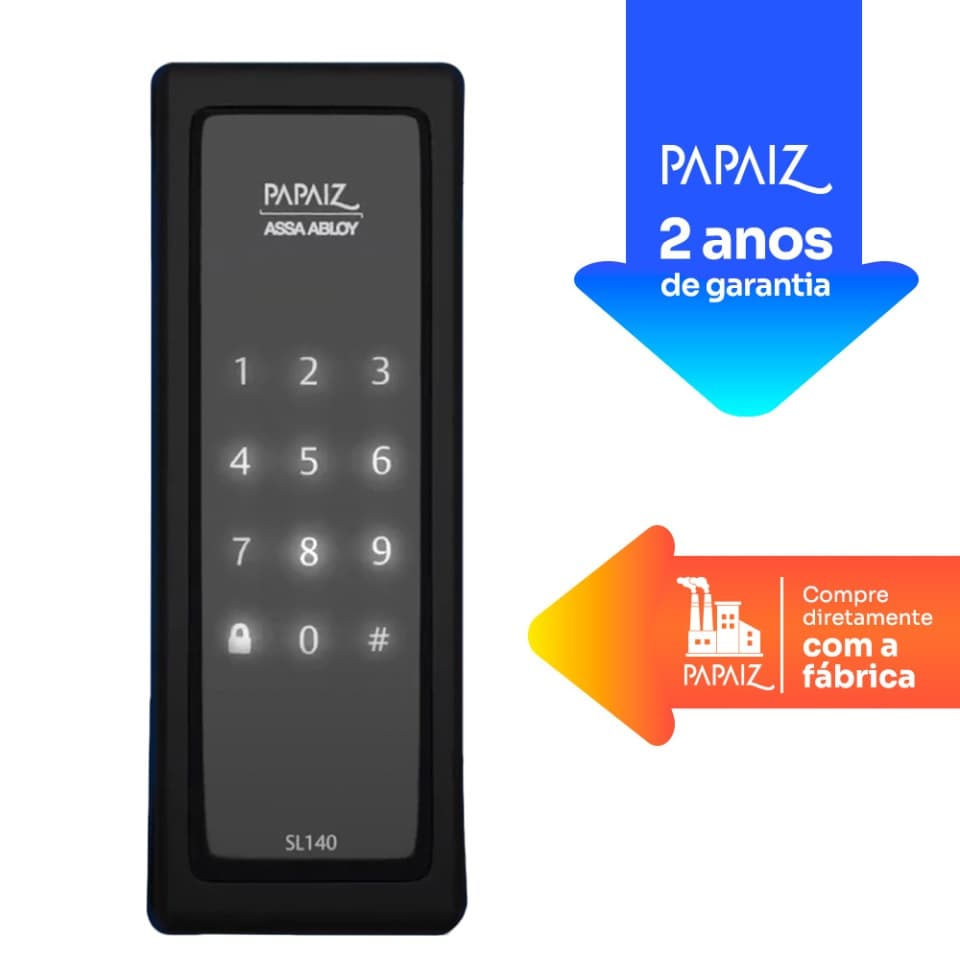 Fechadura Digital SL140 Smart Lock De Sobrepor Papaiz Preta Fosca