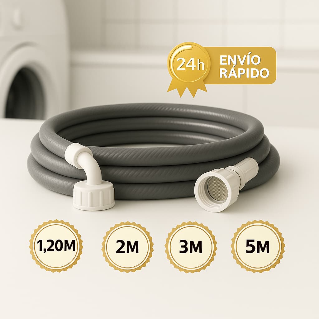 Mangueira de Entrada Máquina Lavar 1,20m 2m 3m e 5 metros Agua Lavadora Cinza Universal Compativel