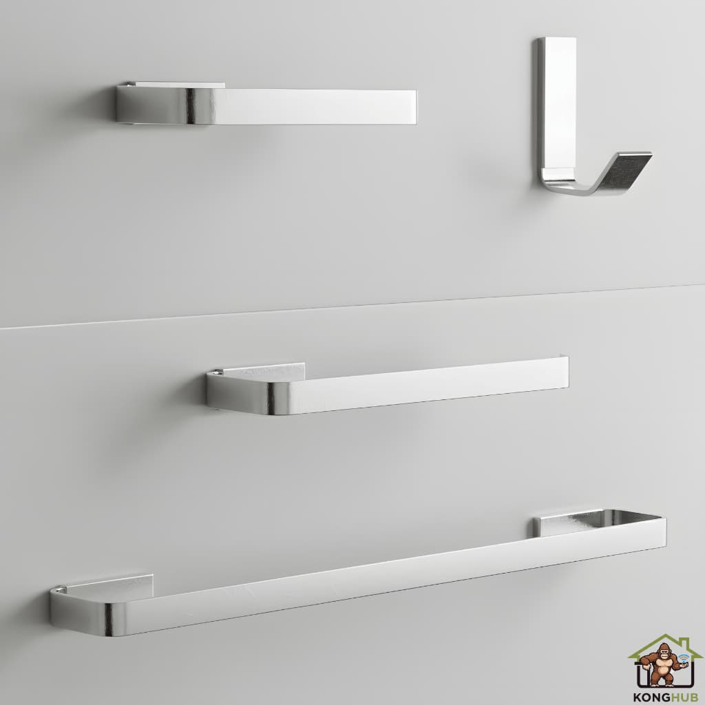 Kit de Acessórios Banheiro Lavatório Porta Toalhas Gancho Quadrado Cromado Luxo 4 Peças