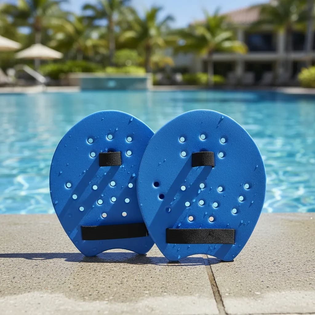 Luva Palmar De Natação Flutuante Com 4 Elástico de Dedo E Punho Material EVA Piscina Hidroginastica