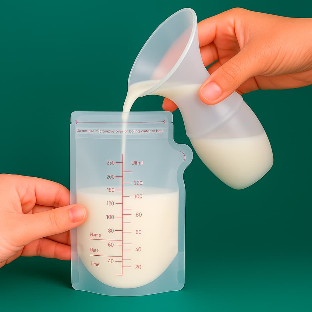 Kit Maternidade: Coletor de Leite em Silicone + 25 Saquinhos para Congelar Leite Materno BPA-Free