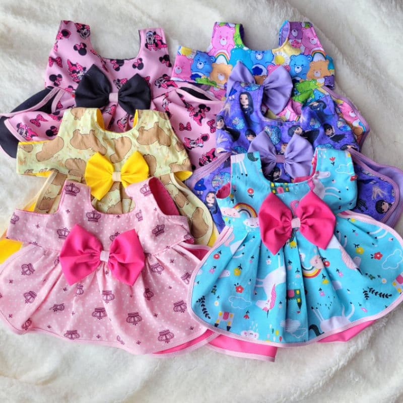 vestido saia dupla para pet fêmea com fecho em velcro