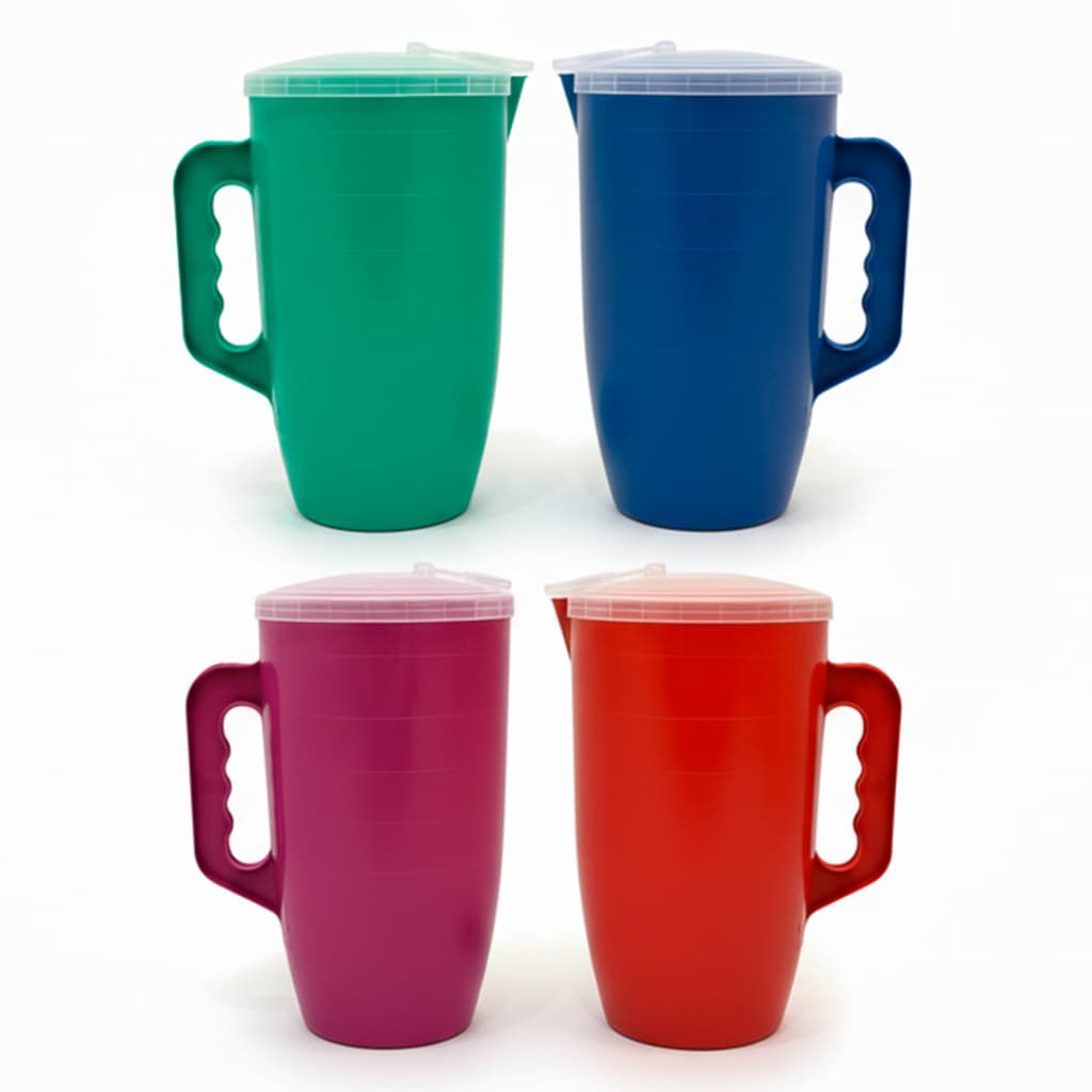 Jarra de Suco 4 Litros Plástico Colorida Bebida Gelada Verão Tampa Com Trava Transparente