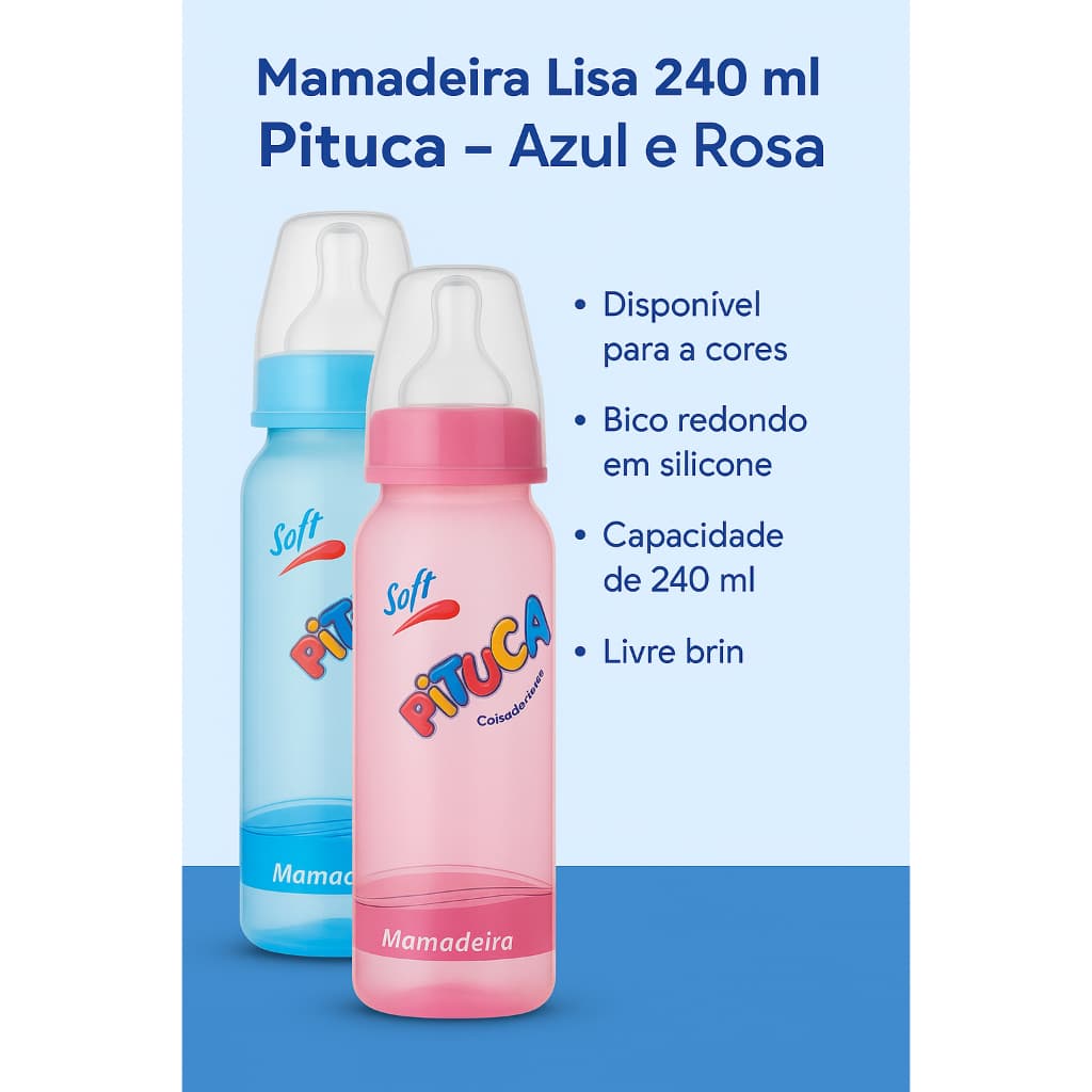 Mamadeira lisa Soft 240ml Color bico redondo