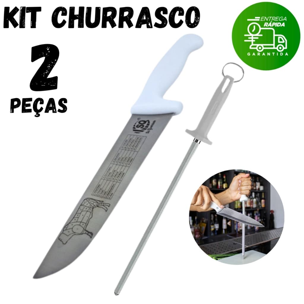 Kit Chaira e Faca ou Faca Profissional Afiador Amolador Açougueiro Cozinheiro Churrascaria Cozinha Buffet