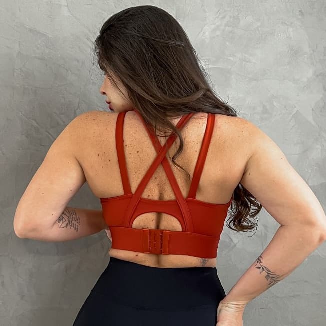 Top Esportivo Azyt Regulável Alta Sustentação Versátil e Costas Com Alças Cruzadas Fecho De Sutiã