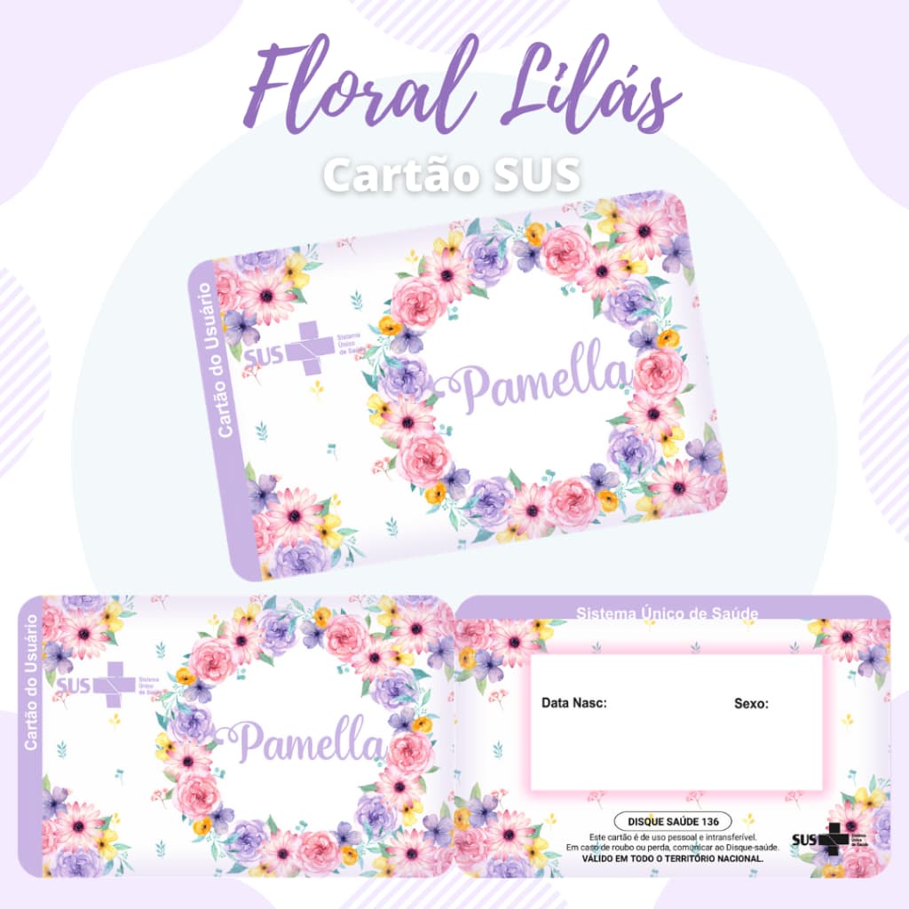 Cartão SUS Feminino ADULTO - FAZEMOS PARA CONVÊNIOS TAMBÉM