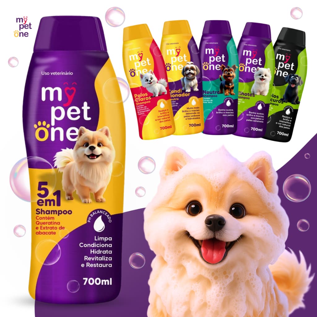Shampoo Premium 700 mL 5 em 1 Para Cães e Gatos Mypetone