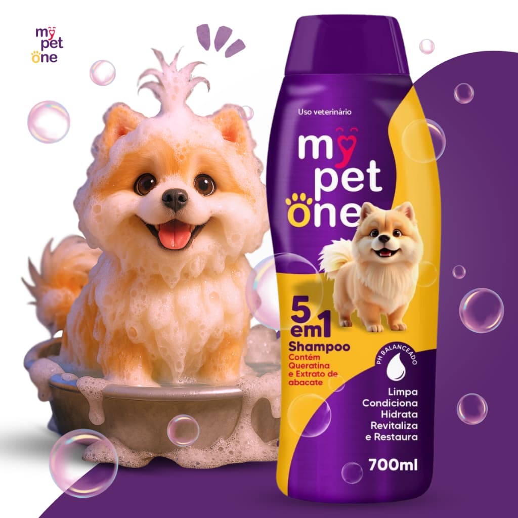 Shampoo 5 em 1 Mypetone Cães e Gatos - 700mL