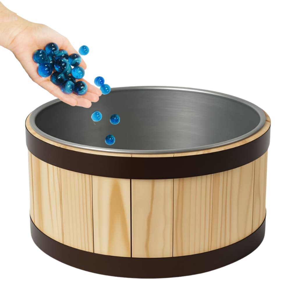 Tina Escalda Spa Dos Pés Bacia 32x18cm + 10 Bolinhas Gude Natural Pedicure Ofurô Pinus