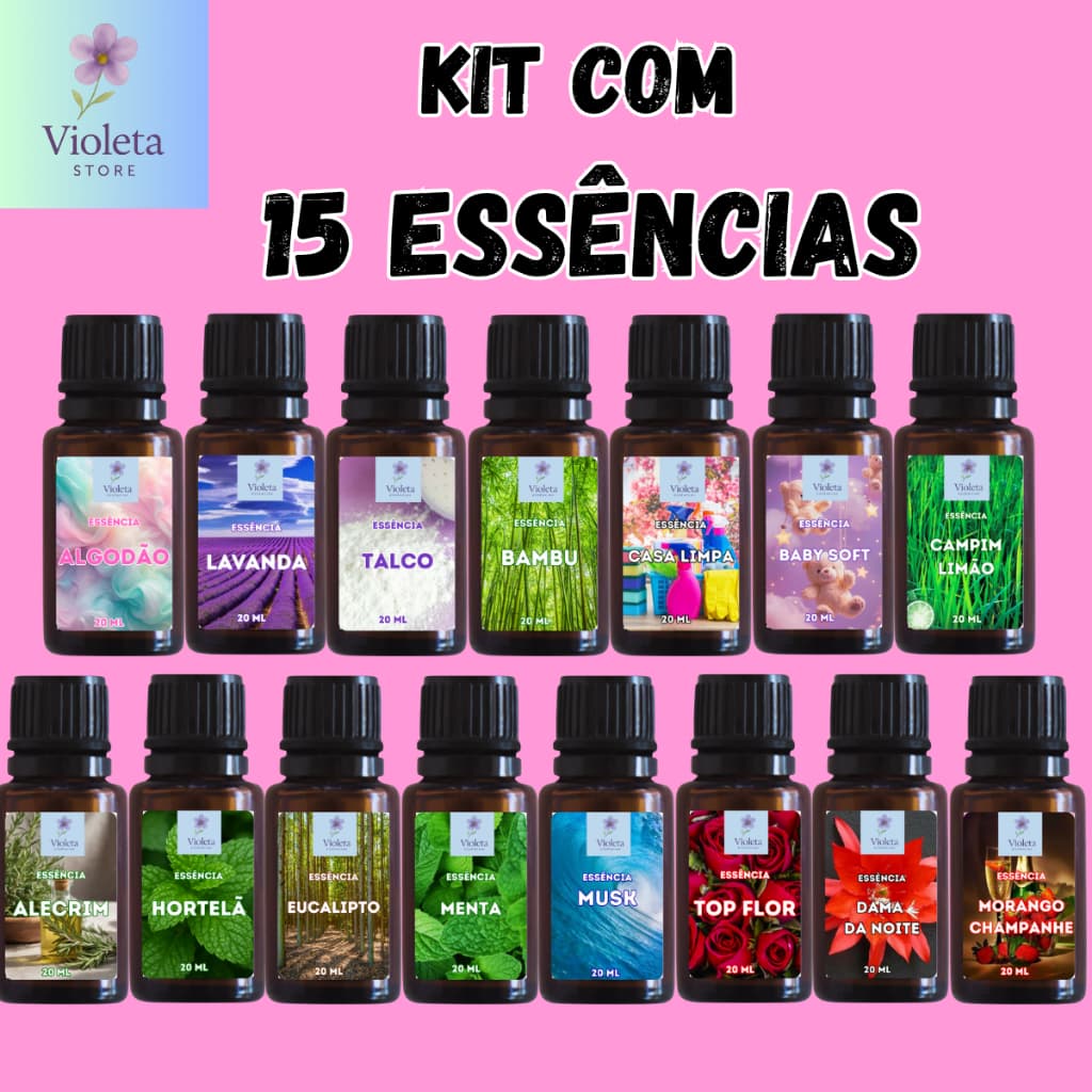 Kit Essências Hidrossolúveis 20ml | 2,3,4,5,6,8,10 ou 15 unid | Umidificador e Difusor | Aromaterapia | mais vendido