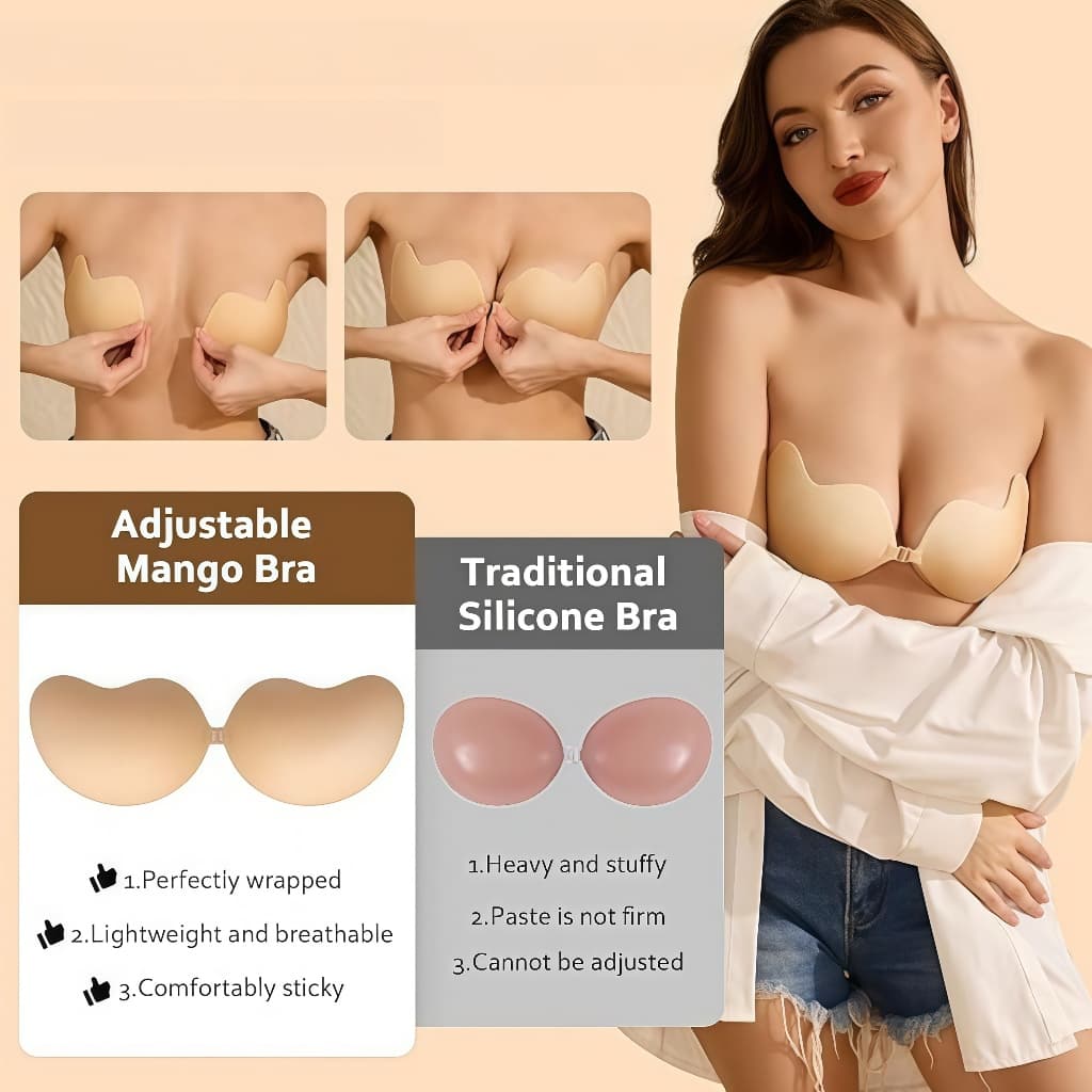 Sutiã De Silicone Manga-Elevador Autoadesivo , Sem Alças E Invisível Para Copo Ad (Preto/Damasco)