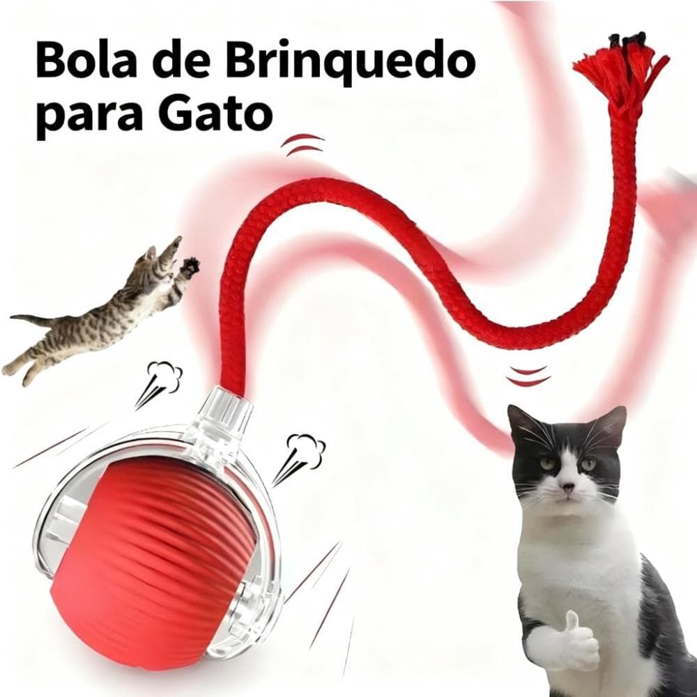 Bola de Brinquedo para Gato - Bola de Brinquedo Automática com Cauda Inteligente Recarregável