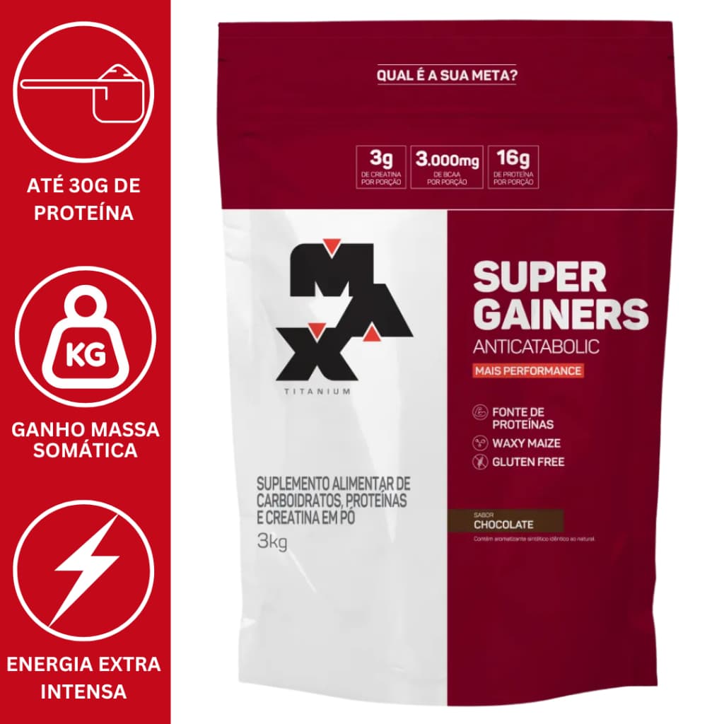 SUPER GAINERS HIPERCALORICO ANTICATABOLIC 3KG REFIL - M.A.X