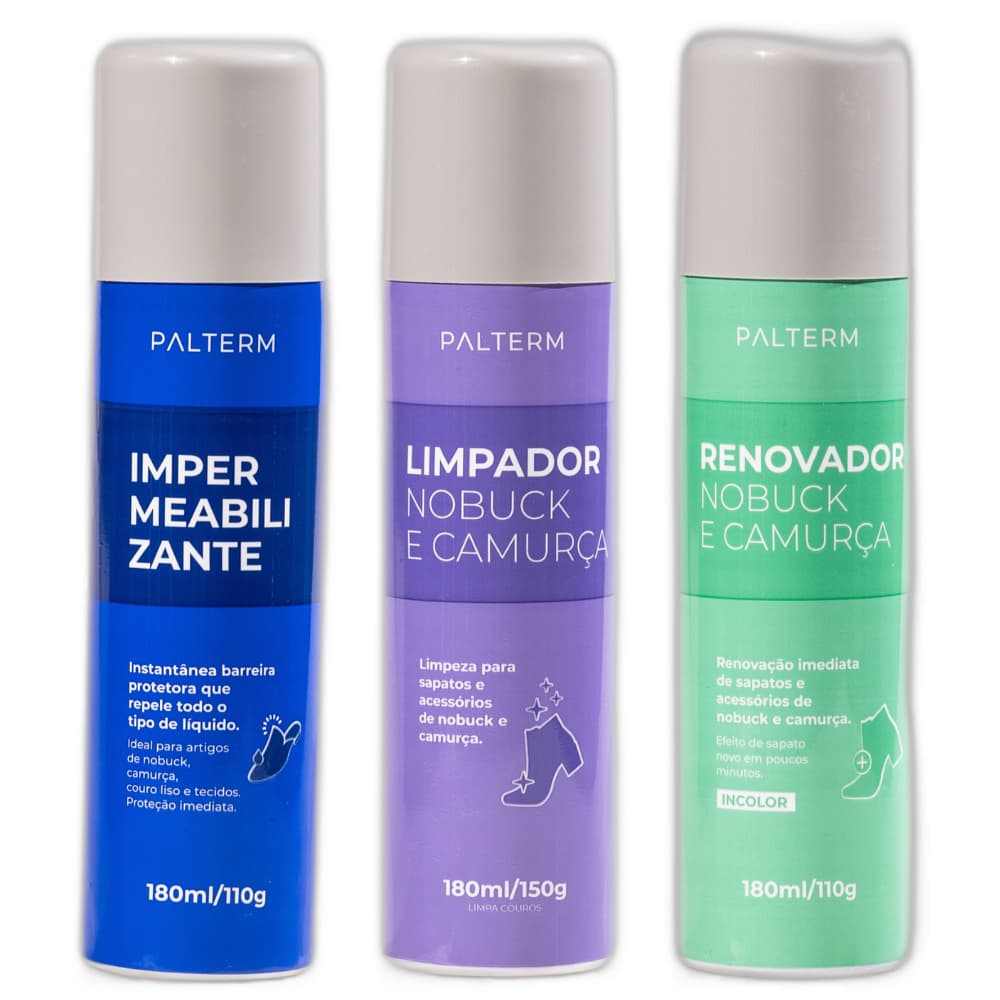 Kit Limpeza, Renovador e Impermeabilização para Calçados Nobuck e Camurça Incolor