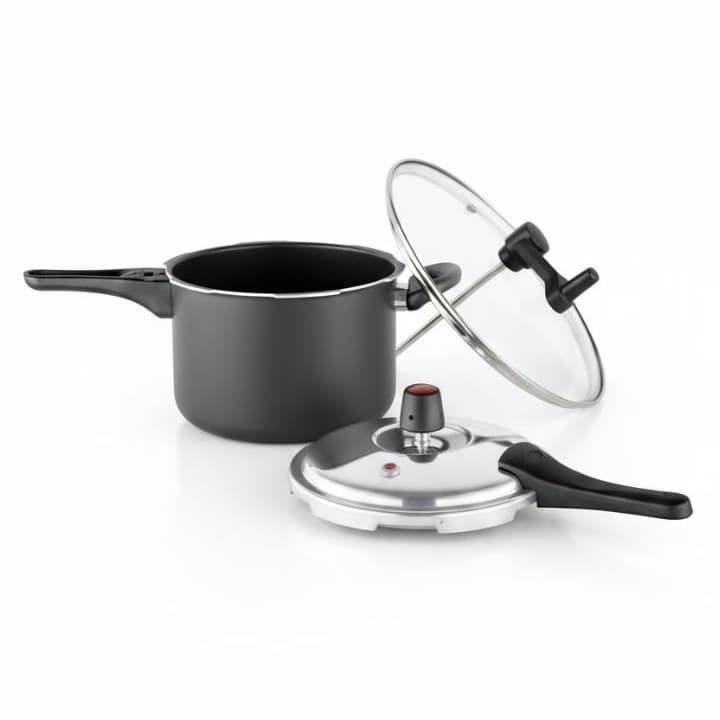 Jogo Panela Pressão Pipoqueira Antiaderente Tampa Vidro Tampa Pressão