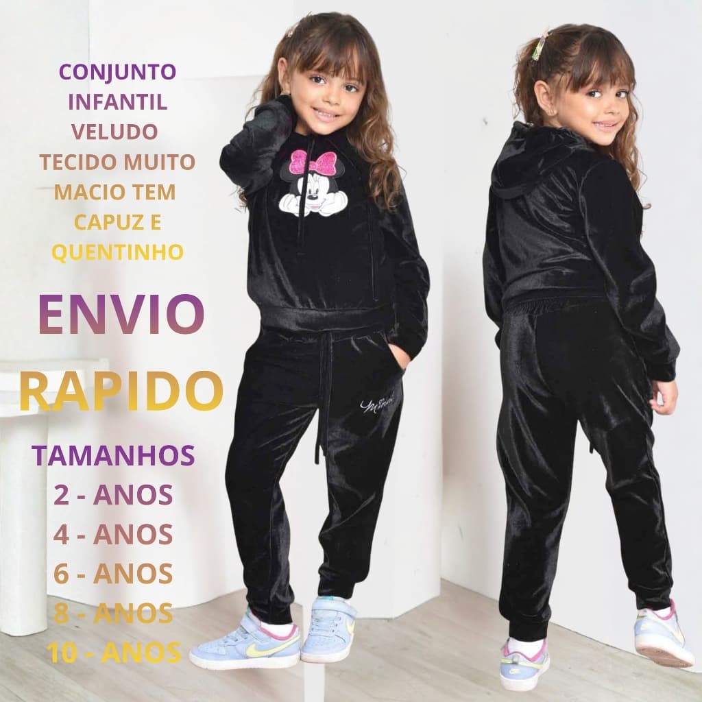 conjunto infantil veludo Macio