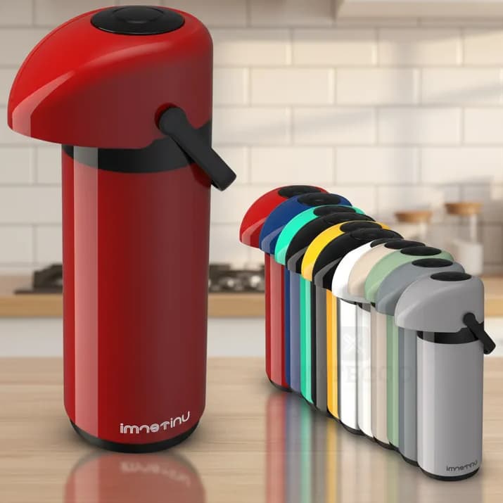 Garrafa Térmica de café 1 Litro Verona Unitermi De Pressão inox 1L Alça Ampola Vidro Chá Água Chimarrão Leite p/ cozinha