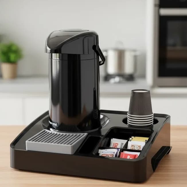 bandeja para servir café Cantinho Garrafa com porta sache Unitermi cozinha salas Organizadora Copo Unitermi Mesa