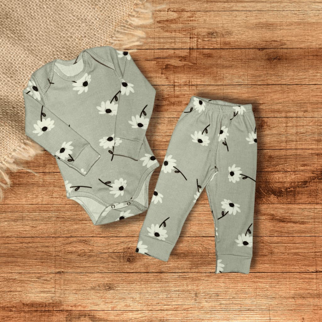 Conjunto Body Calça Macio Confortável Moda Meia Estação Bebe Infantil