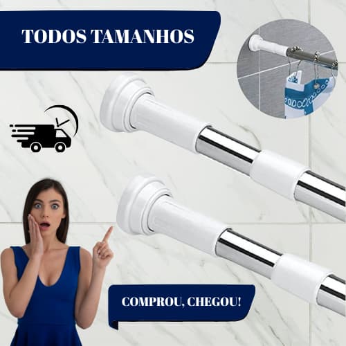 Varão Bastão de Cortina Universal para Banheiro e Pia Ajustável e Extensível para Box
