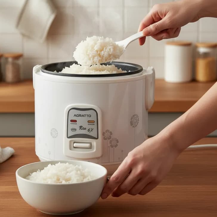 Panela de Arroz Elétrica Agratto Branca 6 Xícaras (1.2L) 400W com Bandeja para Legumes a Vapor PA6 Prime Mondial Elgin