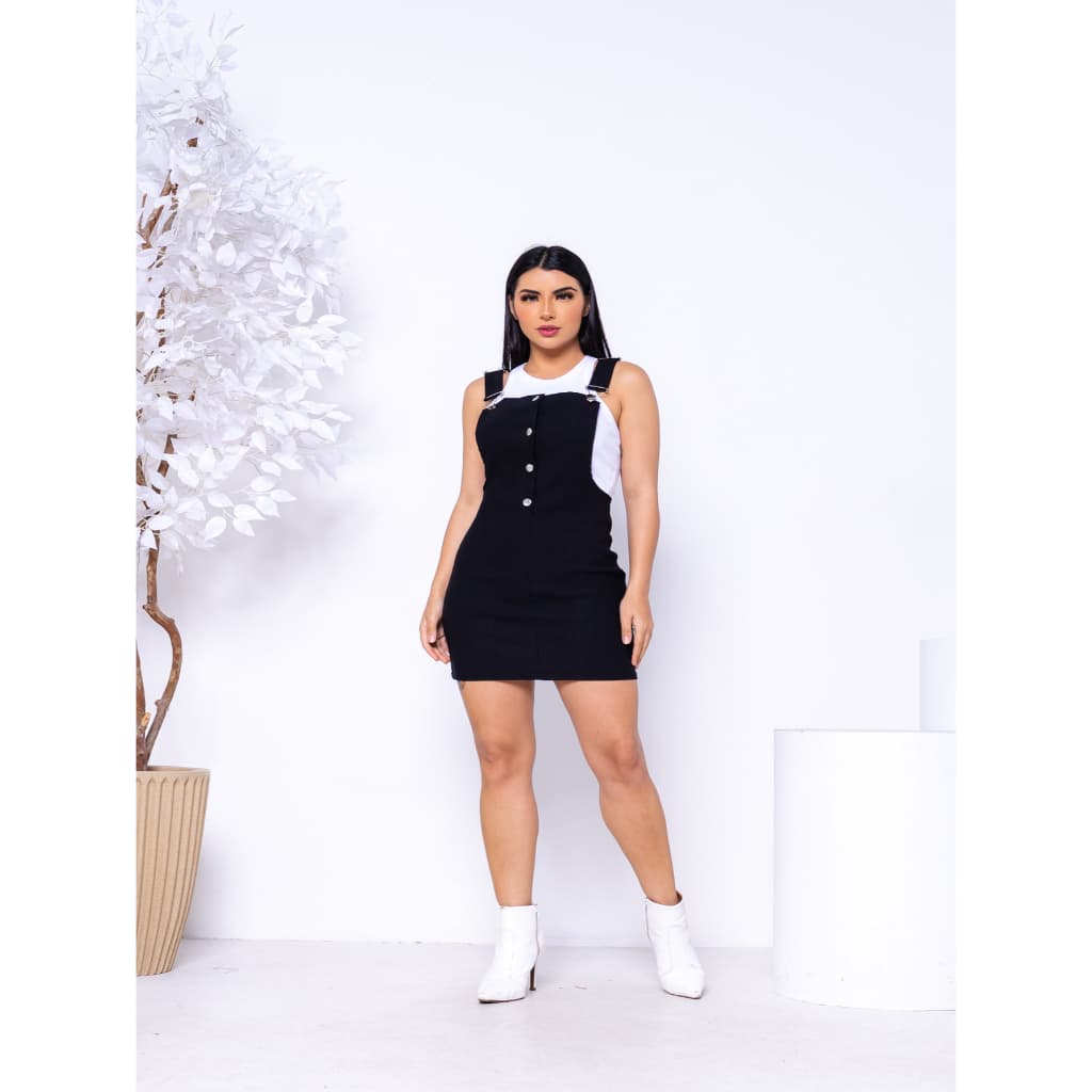 Vestido Jardineira Feminino Bergaline Moda Blogueira