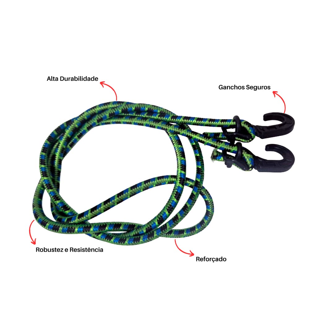 Vitacabos kit 10 Elásticos de Bagageiro 2 metros ponteira de plástico.