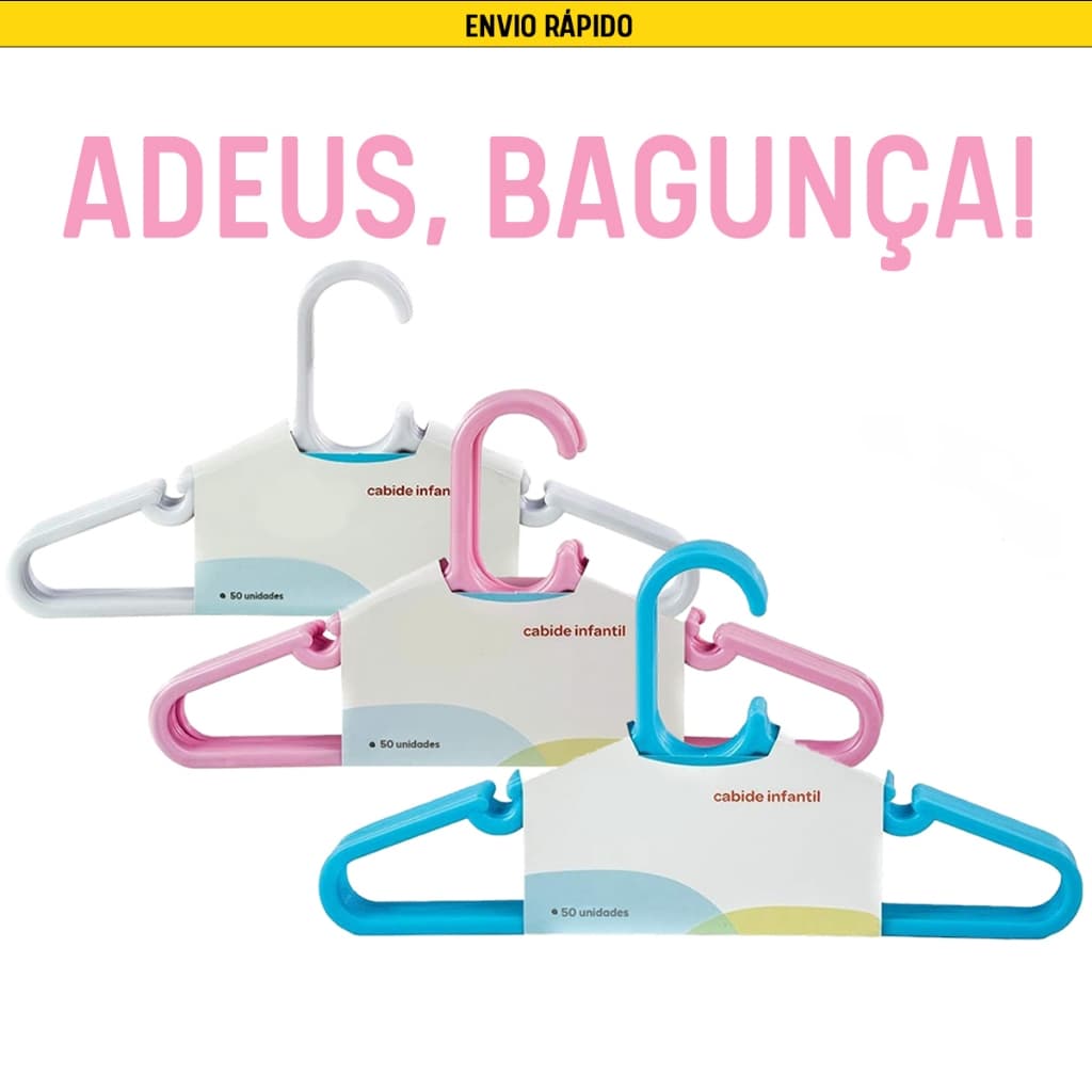 Kit 30 Cabides Infantis Coloridos - Plástico Premium Roupa Bebê