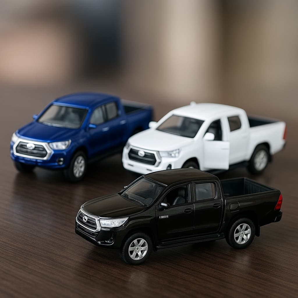 Miniatura Toyota Hilux LUZ E SOM Colecionável Carro Ferro 1:36 Metal