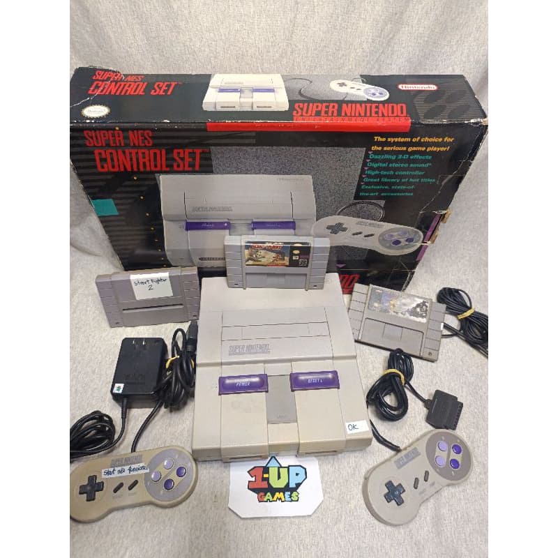 videogame super Nintendo na caixa original (sem berço). três jogos repro. completo