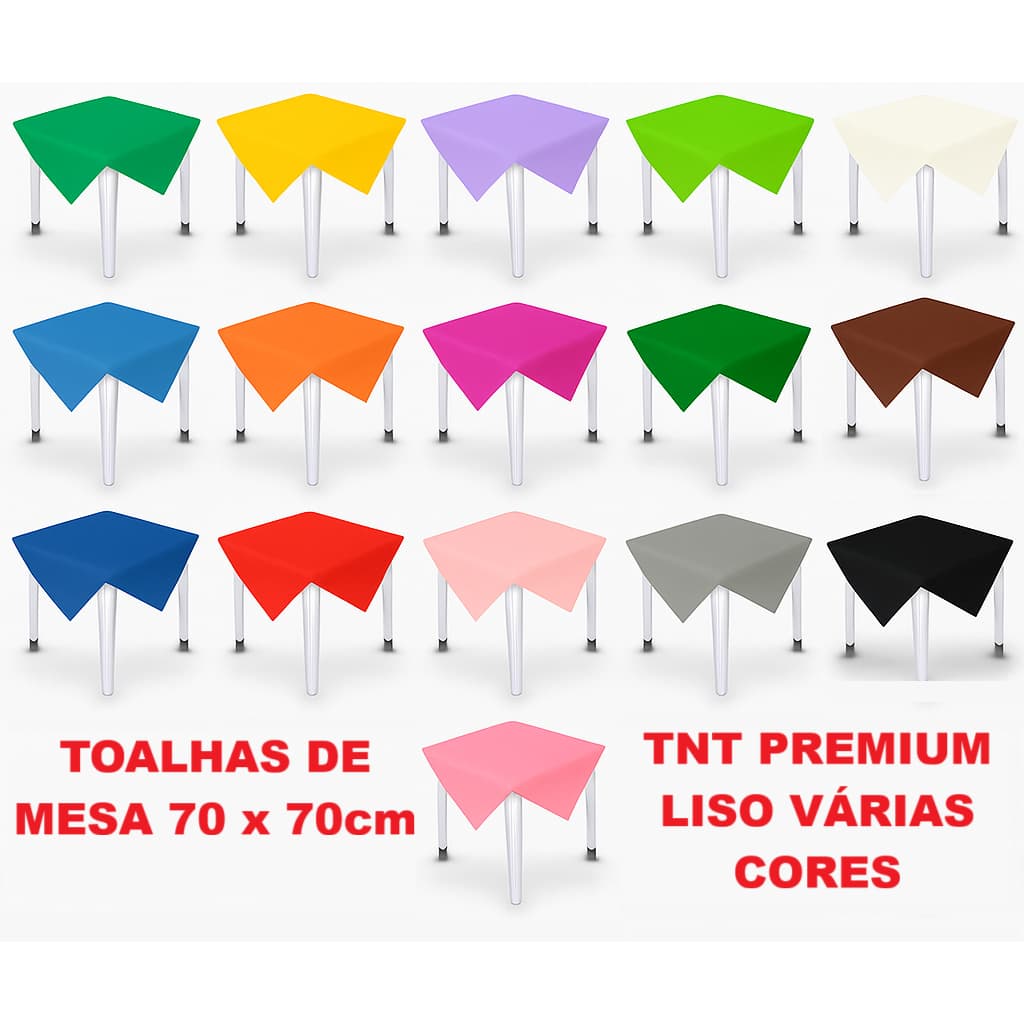 Kit 05/10/20 Toalhas de mesa festa infantil TNT cobre mancha grosso cores vivas  70x70 quadrada