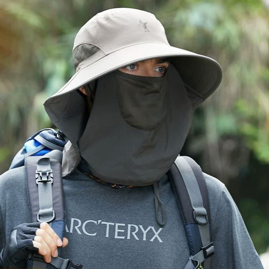 Chapéu de Sol Protetor Facial e Pescoço UV50+ Ventilado Resistente para Pesca Trilhas e Aventuras