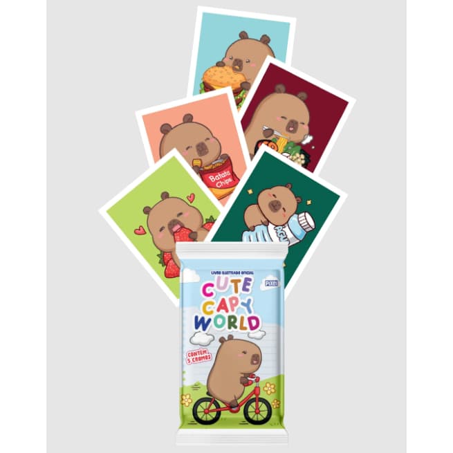 25 Figurinhas Cute Capy World Pixel = 5 Envelopes - Novo Lacrado