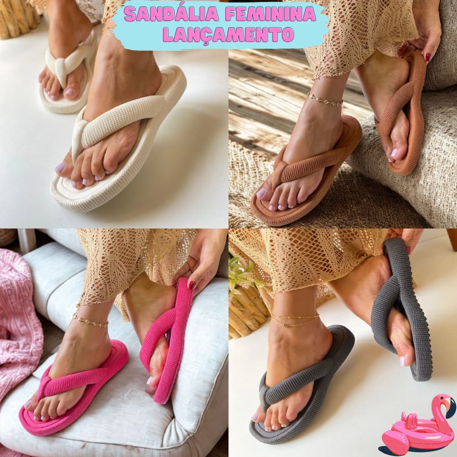 Chinelo Feminino Casual Estiloso Leve Confortável Passeio Praia Moda Tendência