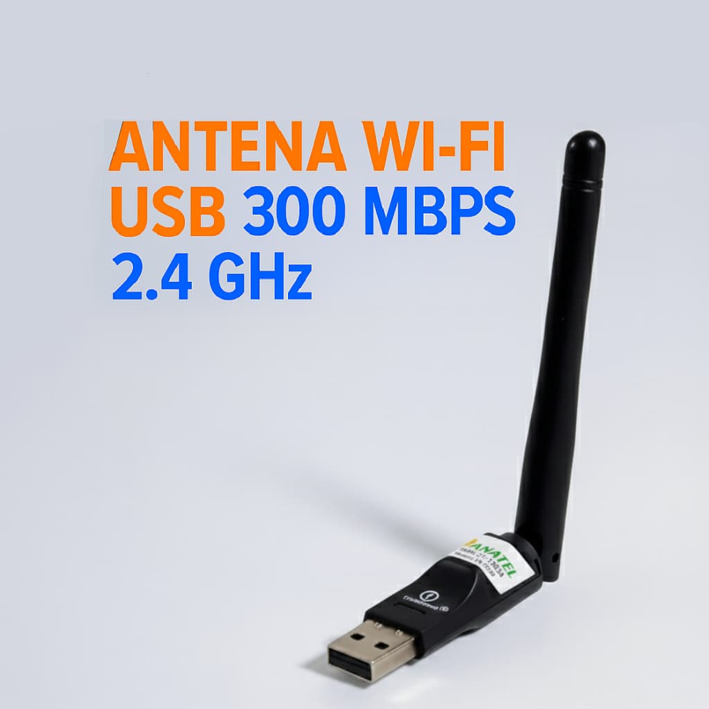 Antena Wi-Fi USB 300 Mbps 2.4 GHz | Longo Alcance | Plug & Play | Compatível PC e Notebook