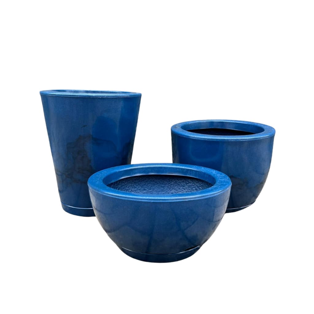 Kit 3 vasos de polietileno Marmorizado para plantas decorativo N1 N2 N3