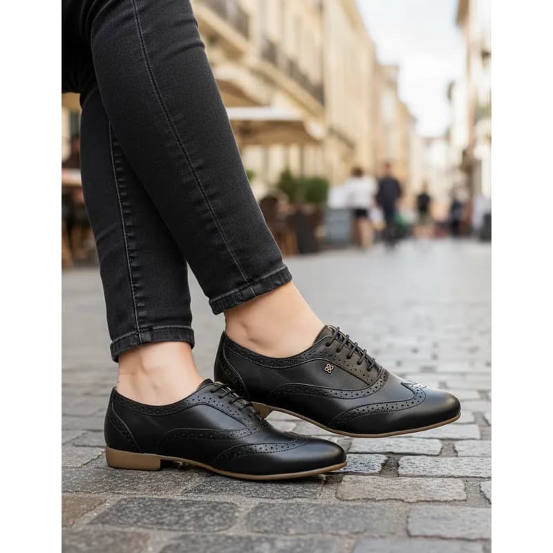 Sapato Social Feminino Oxford Em Couro Bico Fino Elegante Troian Perllato Festa Casamento Trabalho