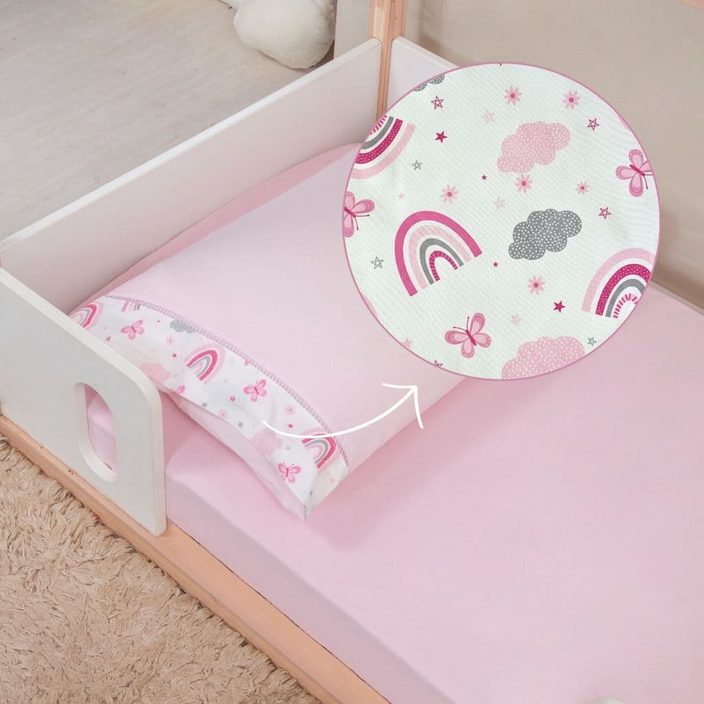 Jogo Lençol 2 Peças Quarto de Bebê Berço Americano Padrão ou Nacional 130 X 70 Ponto Palito