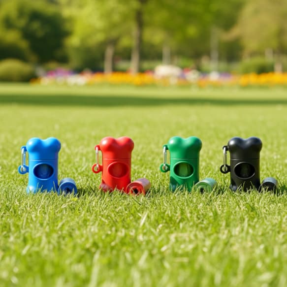 PORTA SAQUINHOS HIGIÊNICOS FORMATO OSSINHO COM REFIL EXTRA + MOSQUETÃO COM KIT COMPLETO PARA PASSEIOS