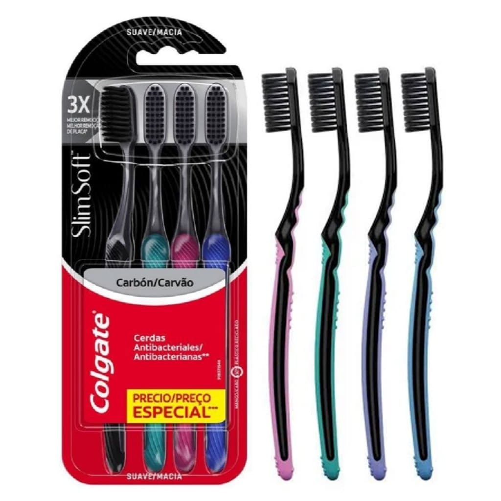 Kit Escova Dental Colgate Slim Soft Black 4 Unidades