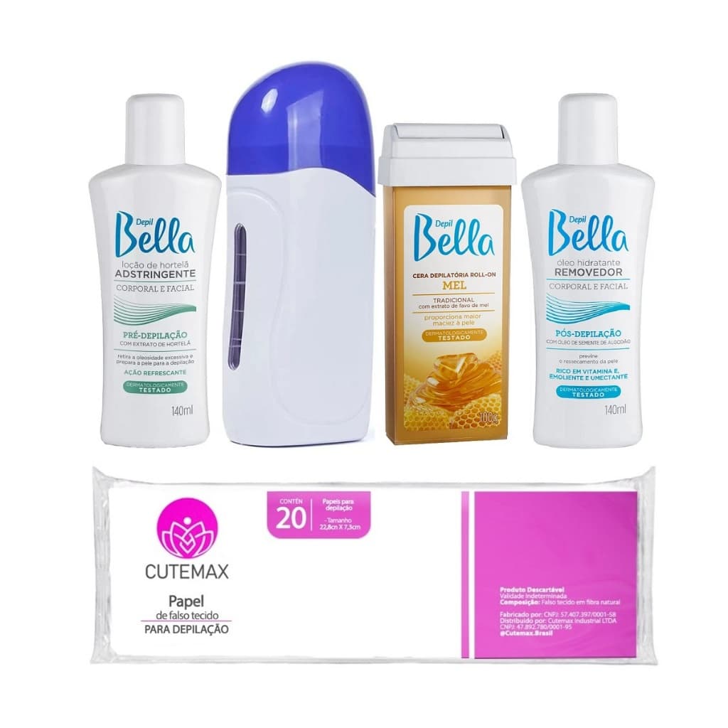 Kit Completo Aparelho Depilador Elétrico Bivolt Para Depilação Com Cera Quente Depil Bella